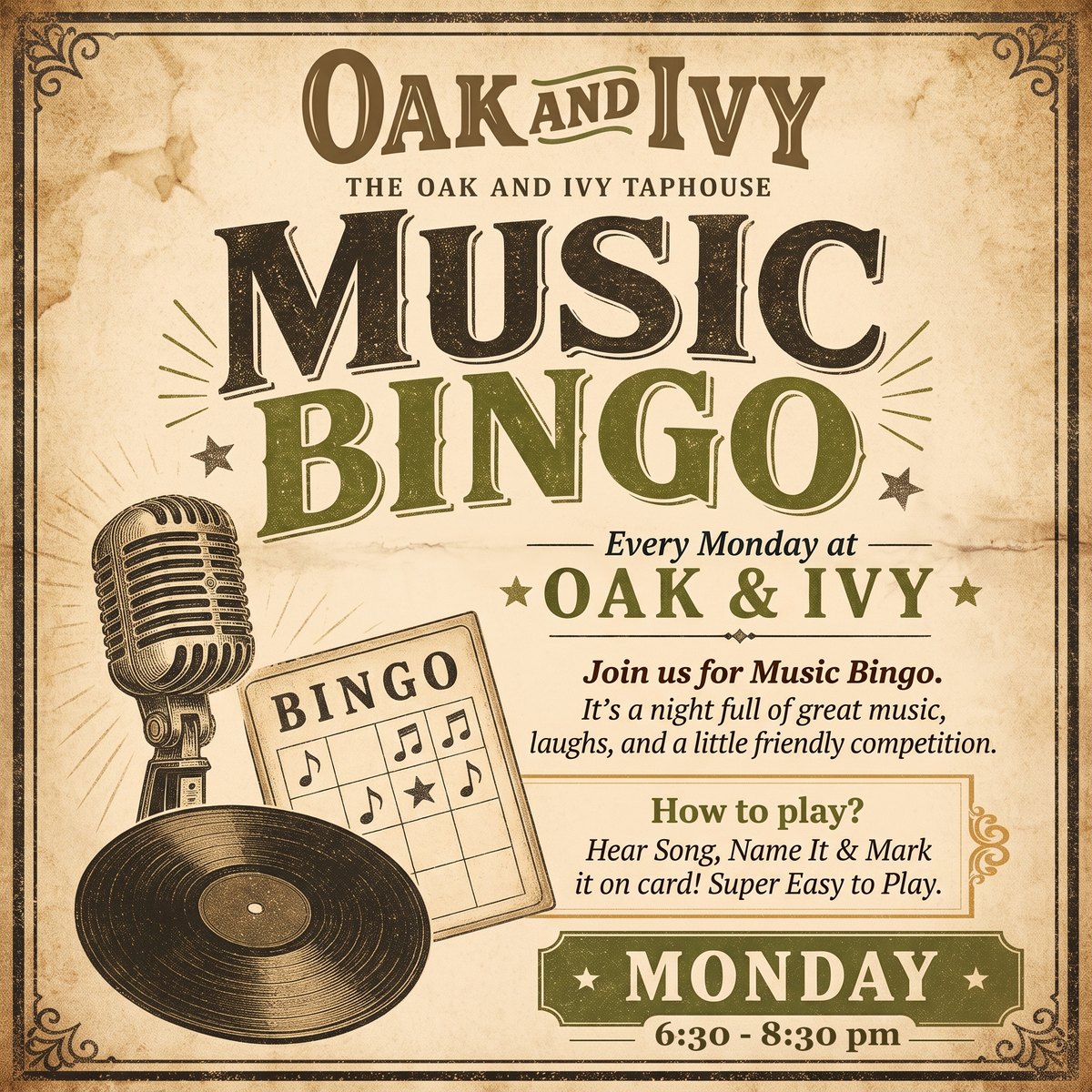 Music Bingo every Monday